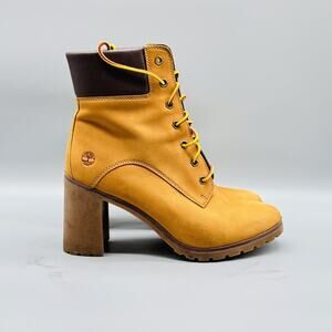 Timberland Boots Womens 8.5 Wheat Nubuck Allington 6 Heels Waterproof Lace Up